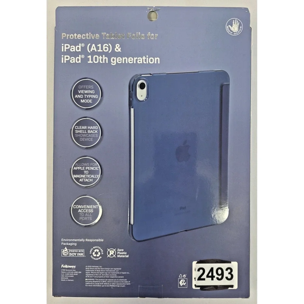 Body Glove iPad 10th Gen A16 Case Folio Clear Back Auto Sleep Wake Pencil NEW